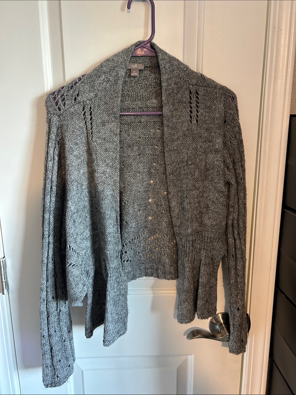 Heather Gray Open-Front Knit Cardigan